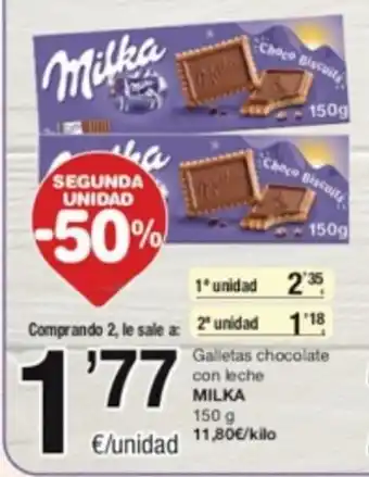 SPAR Fragadis Galletas Chocolate Con Leche Milka 150 g. oferta