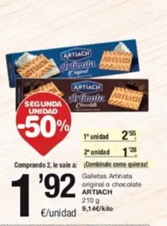SPAR Fragadis Galletas Artinata Original O Chocolate Artiach 210 g. oferta