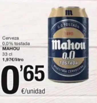 SPAR Fragadis Cerveza 0.0% Tostada Mahou 33 cl. oferta
