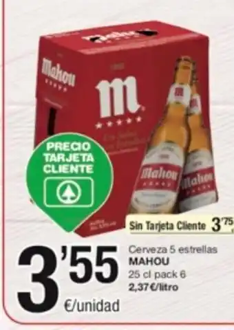 SPAR Fragadis Cerveza 5 Estrellas Mahou 25 cl pack 6 oferta
