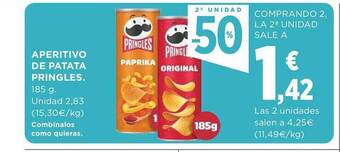Supercor 2a unidad -50% aperitivo de patata pringles oferta