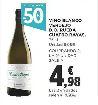Supercor 2a unidad -50% vino blanco verdejo d.o. rueda cuatro rayas oferta