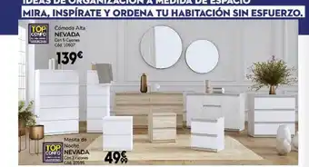 Conforama Cómoda alta nevada mesita de noche nevada oferta