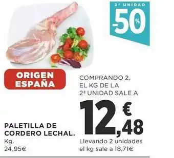 Supercor 2a unidad -50% paletilla de cordero lechal oferta