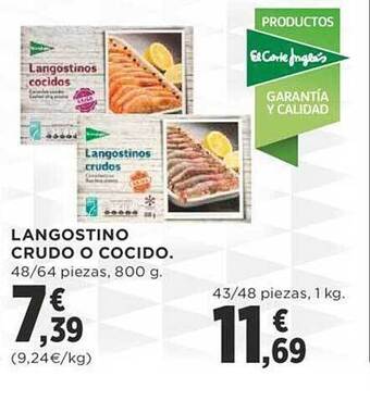 Supercor Langostino crudo o cocido oferta