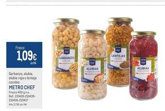 Makro Garbanzo alubia alubia roja o lenteja cocidas metro chef oferta