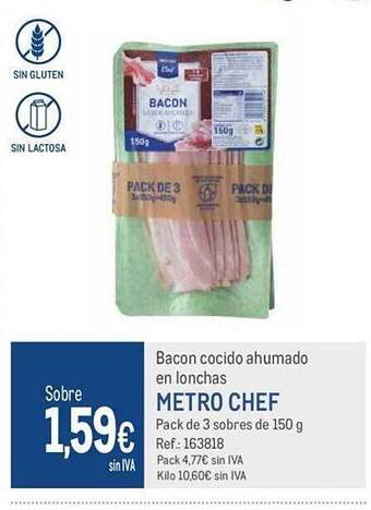 Makro Bacon cocido ahumado en lonchas metro chef oferta