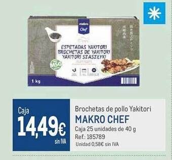 Makro Brochetas de pollo yakitori makro chef oferta