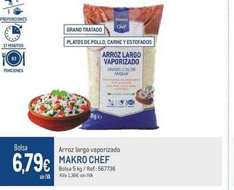 Makro Arroz largo vaporizado makro chef oferta