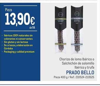 Makro Chorizo de lomo ibérico o salchichón de solomillo ibérico y trufa prado bello oferta