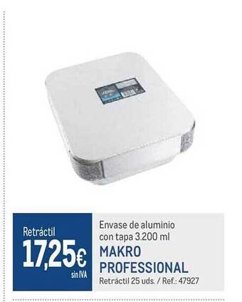 Makro Envase de aluminio con tapa 3.200 ml makro professional oferta