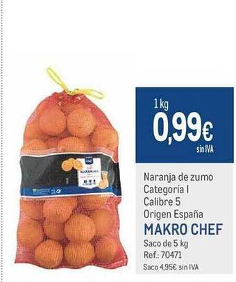 Makro Naranja de zumo makro chef oferta
