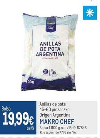 Makro Anillas de pota 45-60 piezas kg makro chef oferta