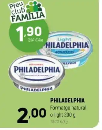 Coviran Philadelphia Formatge Natural o Light 200 g. oferta