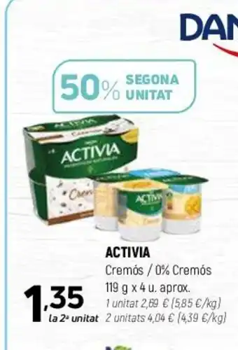 Coviran Activia Cremós 0% Cremós 119 g x 4 u. oferta