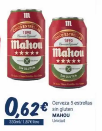 Supermercados Plaza Cerveza 5 Estrellas Sin Gluten Mahou oferta