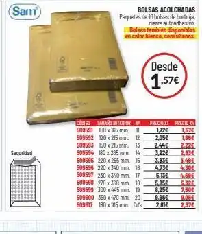 Carlin Seguridad m e codigo tamaño interior 509591 100 x 165 mm. 11 509592 120 x 215 mm. 12 509593 150 x 215 mm. 13 509594 180 x oferta