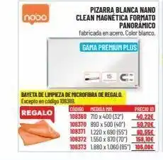 Carlin Pizarra blanca nano clean magnética formato panoramico fabricada en acero. color blanco. gama premium plus bayeta de limpi oferta