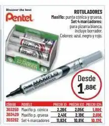 Carlin Codigo modelo 303250 maxiflop. cónica 303429 maxiflo p. gruesa 303262 set 4 marcadores maxiflo te san marker rotuladores oferta