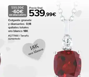 Costco Colgante Granate y Diamantes 0.18 Quilates Totales Oro Blanco 18K oferta