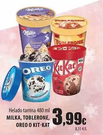 Spar Tenerife Helado tarrina milka toblerone oreo o kit-kat oferta