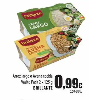 Arroz largo o avena cocida vasito brillante