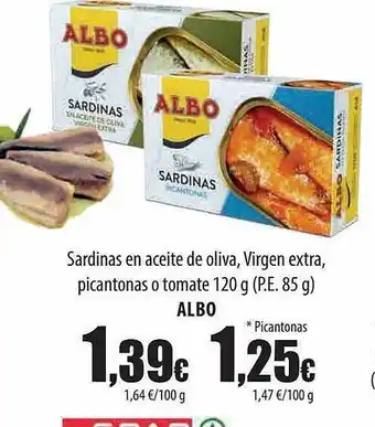 Spar Tenerife Sardinas en aceite de oliva virgen extra picantonas o tomate albo oferta