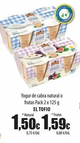Yogur de cabra natural o frutas el tofio
