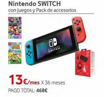 Vodafone Nintendo switch con juegos y pack de accesorios oferta