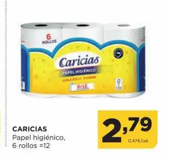 Alimerka Caricias papel higiénico 6 rollos = 12 oferta