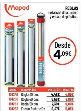 Carlin Maped reglas metálicas de alumini o y escala de plástico oferta