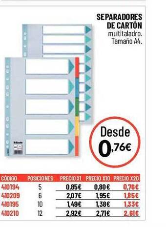 Carlin Separadores de cartón oferta