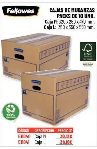 Carlin Fellowes cajas de mudanzas packs de 10 und. oferta