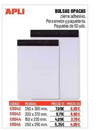 Carlin Apli bolsas opacas oferta