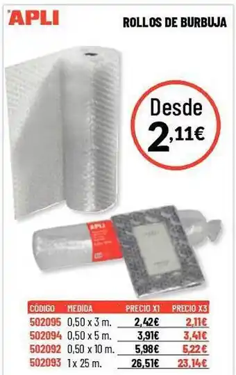 Carlin Apli rollos de burbuja oferta
