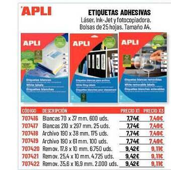 Carlin Apli etiquetas adhesivas oferta
