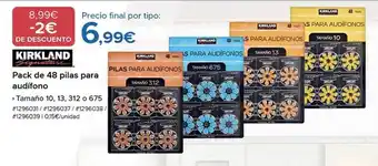 Pack de 48 pilas para audífono kirkland