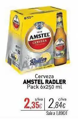 Cuevas Cash Cerveza amstel radler pack 6 oferta