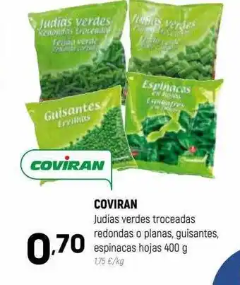 Coviran Coviran judias verdes troceadas redondas o plana, guisantes espinacas hojas oferta
