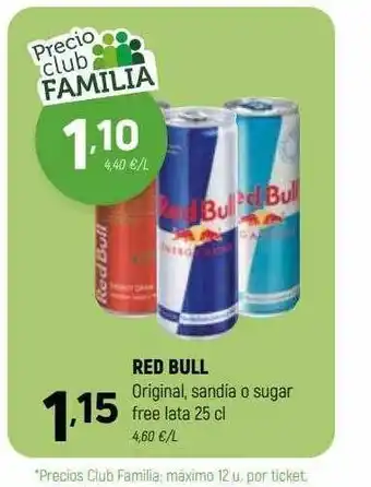 Coviran Red bull original, sandia o sugar free lata oferta