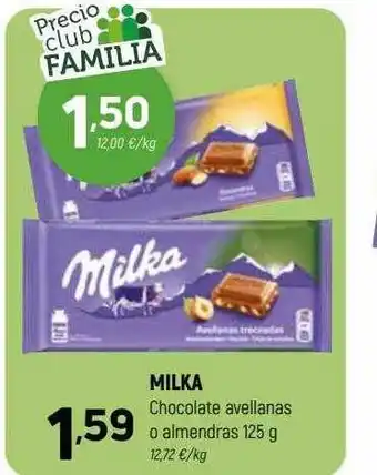 Coviran Milka chocolate avellanas o almendras oferta