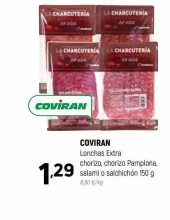 Coviran Coviran lonchas extra chorizo, chorizo pamplona salami o salchichón oferta