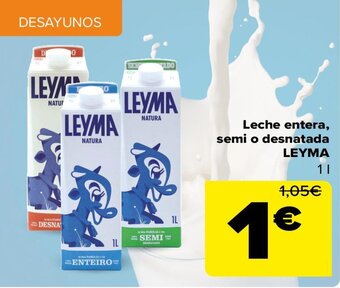 Carrefour Leche Entera, Semi o Desnatada Leyma oferta