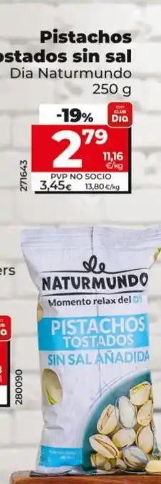 Dia Pistachos Tostados Sin Sal oferta