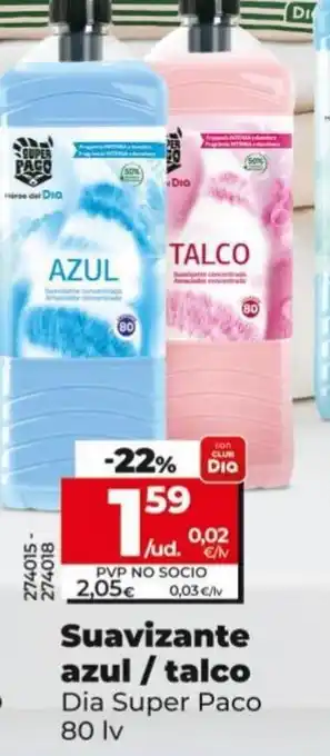 Dia Suavizante Azul/ Talco oferta
