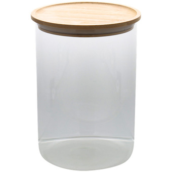 Action Bote de almacenamiento de vidrio con tapa de bambú oferta