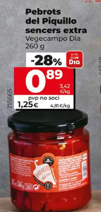 Dia Pebrots del Piquillo sencers extra 260g oferta