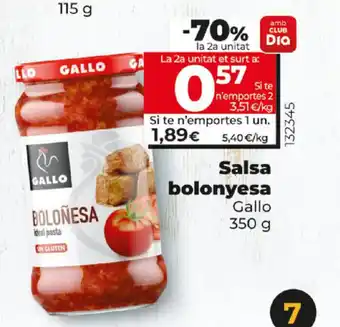 Dia Salsa bolonyesa Gallo 350g oferta