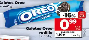 Dia Oreo Galetes rodillo 154g oferta