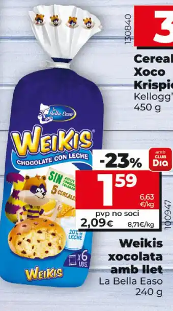 Dia Weikis xocolata amb llet 240g oferta